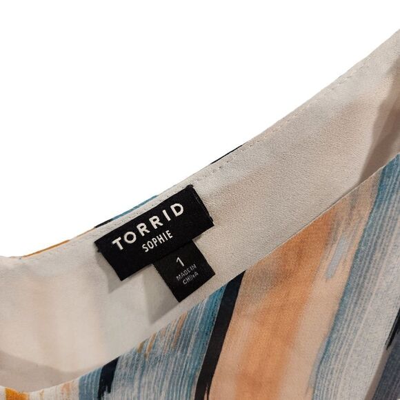 Torrid Sophie Chiffon Swing Cami Tank Top Orange Blue White 1X Plus - Picture 4 of 6